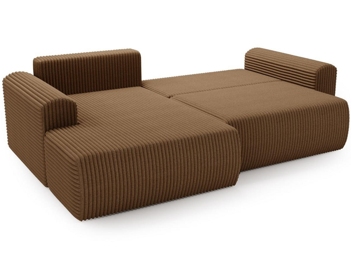 ECKSOFA Belvio Braun Links - Schwarz/Braun, Holz/Textil (257/177cm) - Graingold