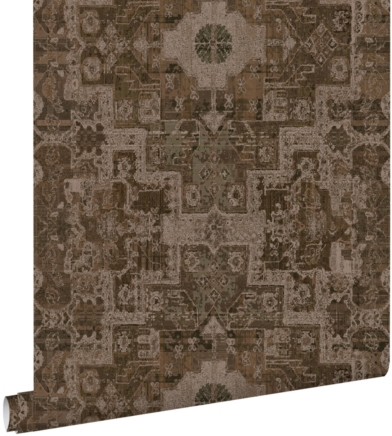 TAPETE orientalisches Kelim-Patchwork 50 x 900 cm - Braun, Papier (50/900cm) - ESTAhome