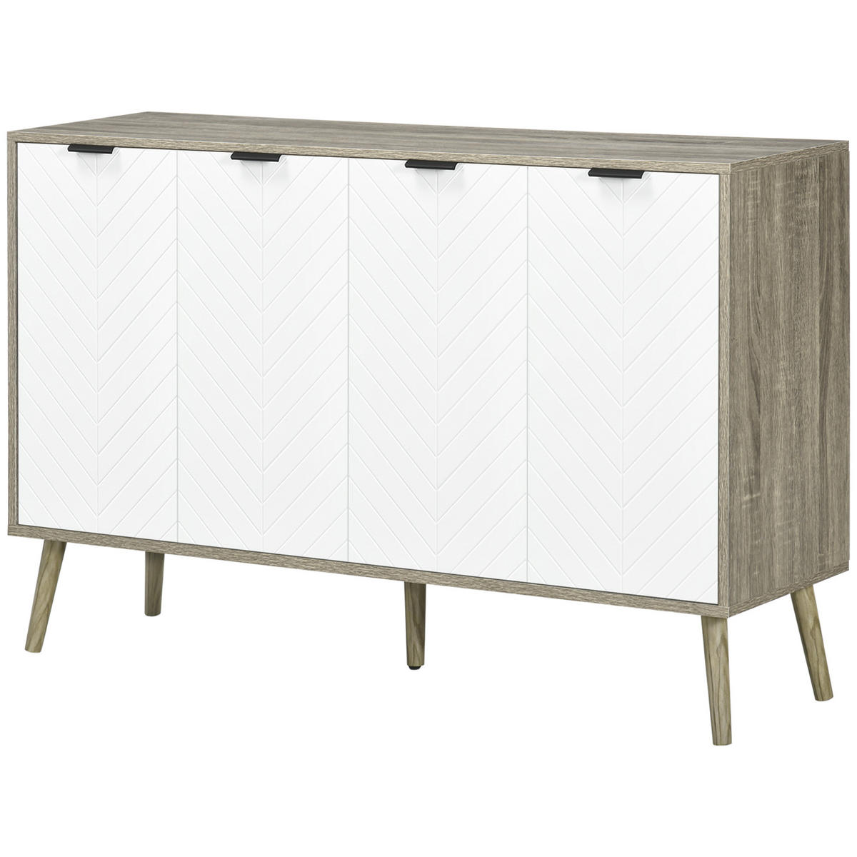 SIDEBOARD Weiß/Grau, 4 Türen, 120/35/77,4 cm - Grau, Holz (120/77.4/35cm) - PANGIVO