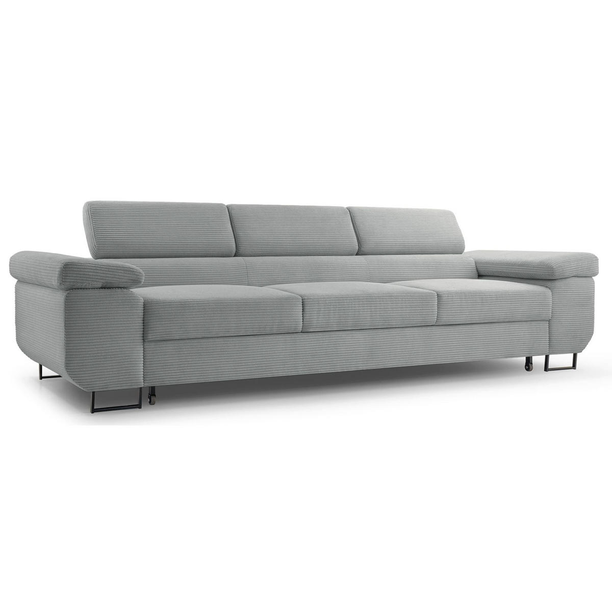 3-SITZER SOFA Capurso Graubraun Cord - Graubraun/Schwarz, Textil/Metall (274/90/98cm) - Selsey