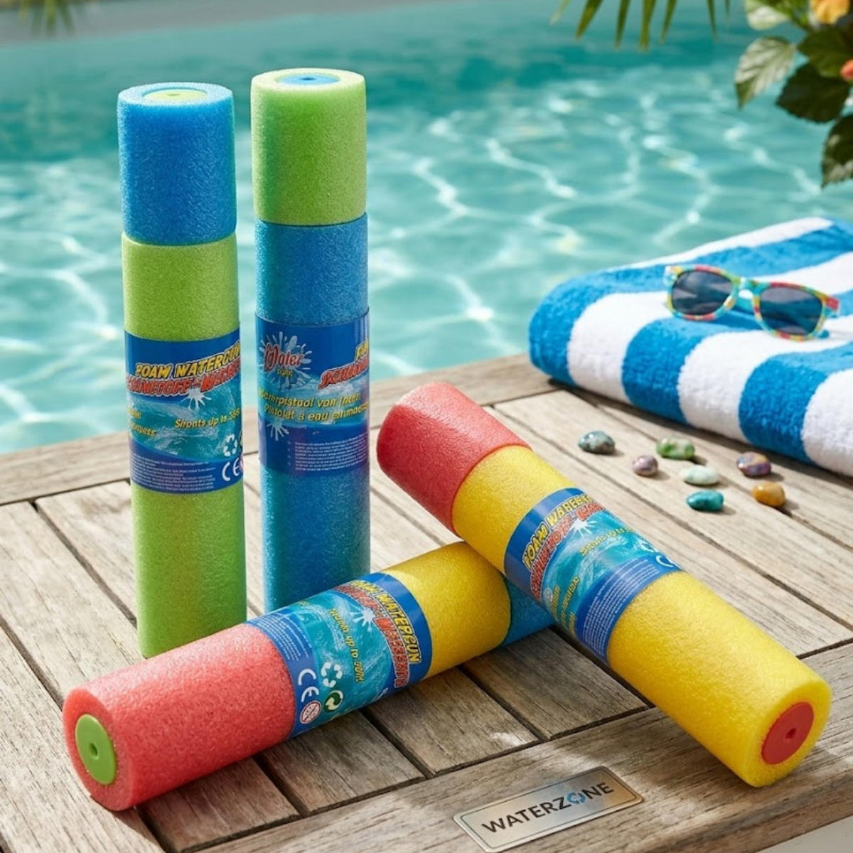 WASSERPISTOLE XXL 4er Set 54-92 cm Bunt, Wasserblaster, Wasserspielzeug, Poolspielzeug, Strandspielzeug, Gartenspielzeug, Outdoor Spielzeug, Sommer - Multicolor, Kunststoff (95/35/10cm) - Sena