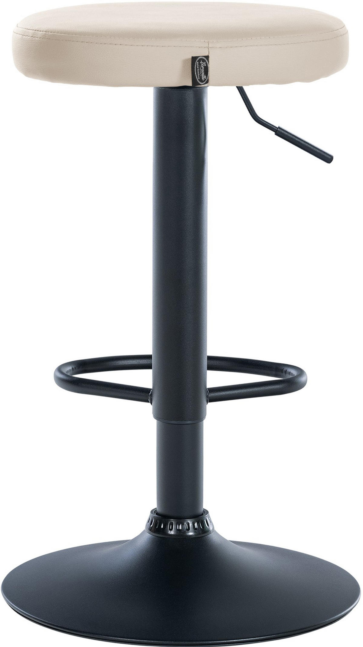 BARHOCKER 2er Set Pontius Kunstleder schwarz creme - Schwarz/Naturfarben, Kunststoff/Metall (38.5/81/38.5cm) - TPFLiving
