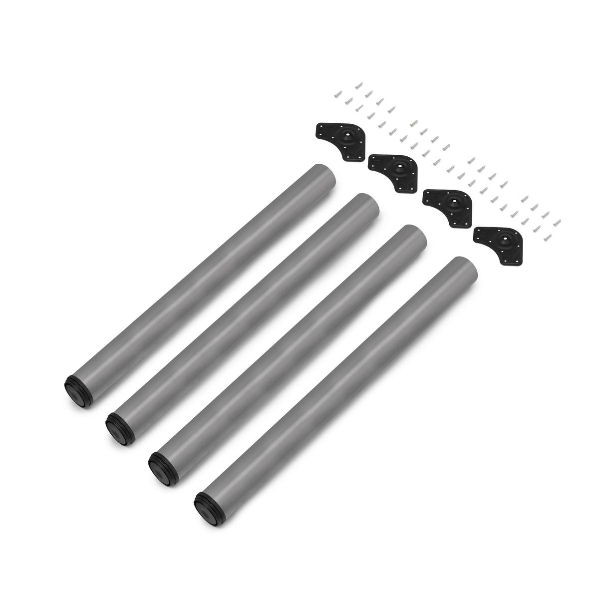 TISCHBEINE, Durchmesser 60mm, H 710mm, Stahl, Silbergrau 4er-set - Silberfarben, Metall (14.2/73/14.2cm) - EMUCA