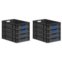 EUROBOX 8x NextGen Color 12x40x60 cm 23 Liter Griffe blau offen, Schwarz - Blau/Schwarz, Kunststoff (40/12/60cm) - PROREGAL