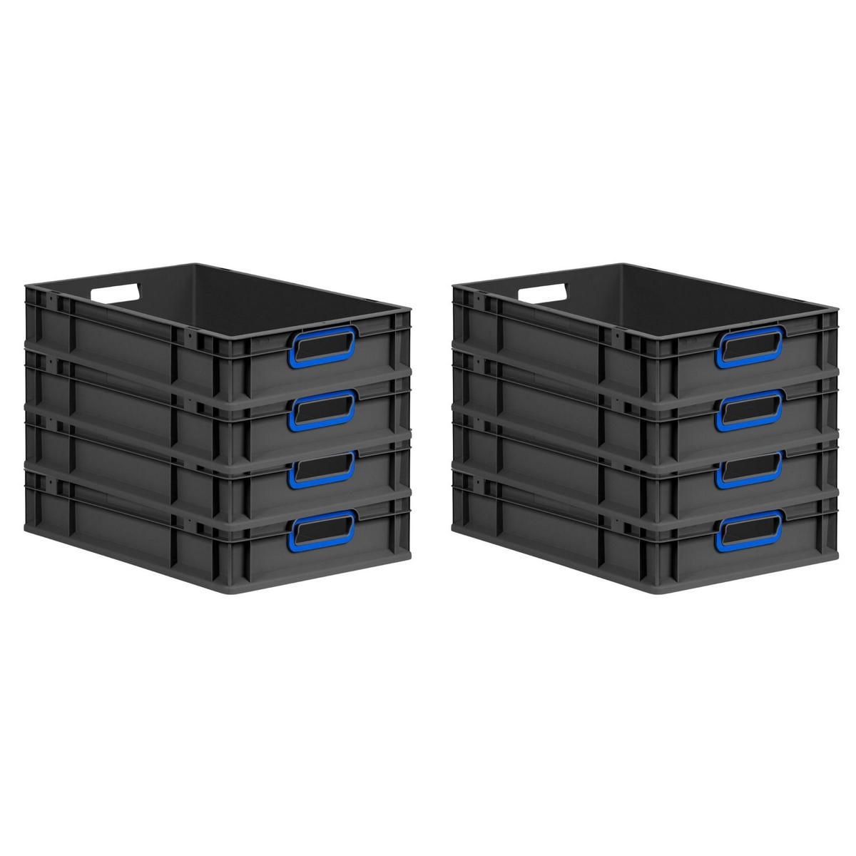 EUROBOX 8x NextGen Color 12x40x60 cm 23 Liter Griffe blau offen, Schwarz - Blau/Schwarz, Kunststoff (40/12/60cm) - PROREGAL