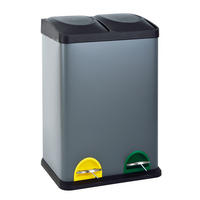 MÜLLEIMER TC2X20 Küchen-Eimer 40Liter Fassungsvermögen 2x20L Abfalleimer 2er-Mülleimer - Grau, Metall (40/58/33cm) - SVITA