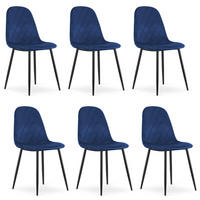 STUHL PIENZA 6-er Set, Blau, mit Samtstoff gepolstert - Blau, Textil/Metall (45/88/51cm) - Komodee