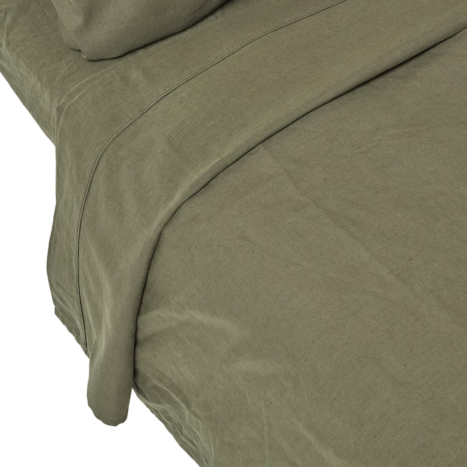 LEINEN-BETTLAKEN ohne Gummizug aus 60% Leinen & 40% Baumwolle - Olivgrün, Textil (270/300cm) - Homescapes
