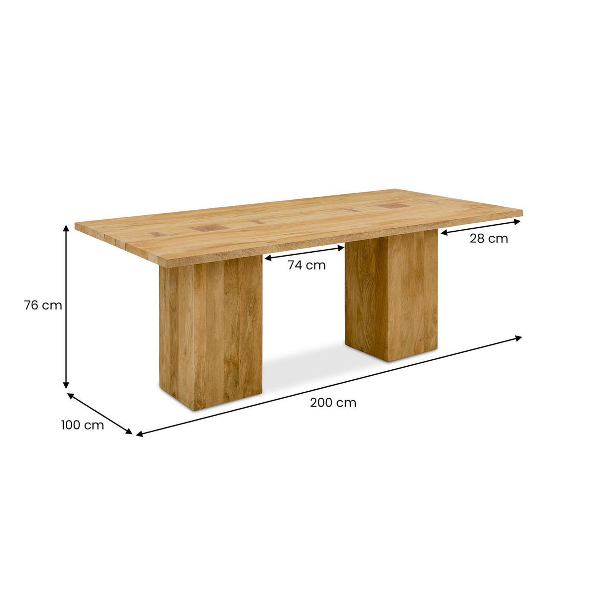 ESSTISCH MAHO natur - Naturfarben, Holz (100/200/76cm) - IDIMEX
