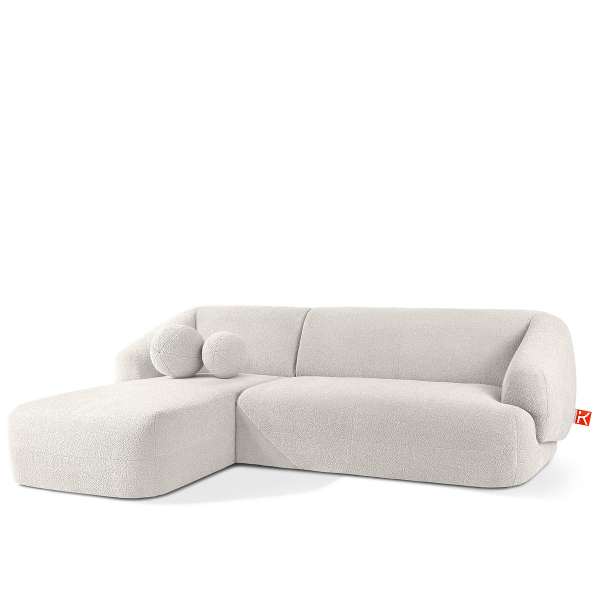 ECKSOFA LINKS VIRA, Weiß, Bouclé - Schwarz/Weiß, Holz/Holzwerkstoff (300/160cm) - KONSIMO®