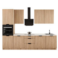 KÜCHENZEILE 300 cm - Sorento KS1-M300 - in Sonoma Eiche - Beige/Schwarz, Holz (300/247/58cm)