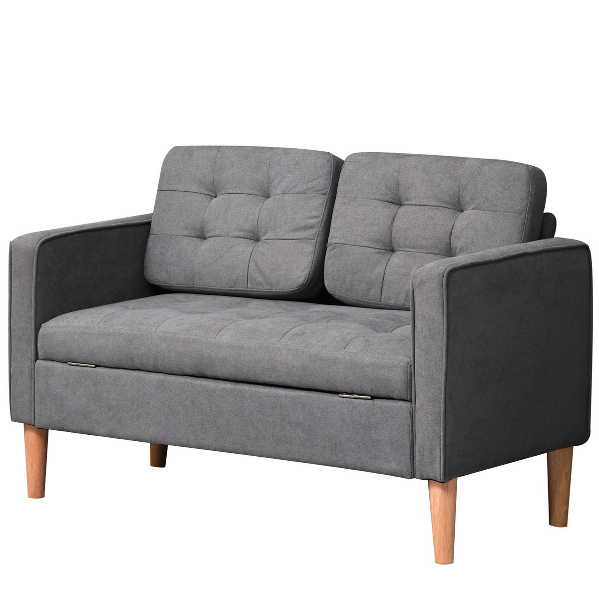 2-SITZER-SOFA DE-06510 Samtoptik, Holzbeine Grau - Grau, Holz/Textil (117/78/62cm) - ComfortXL