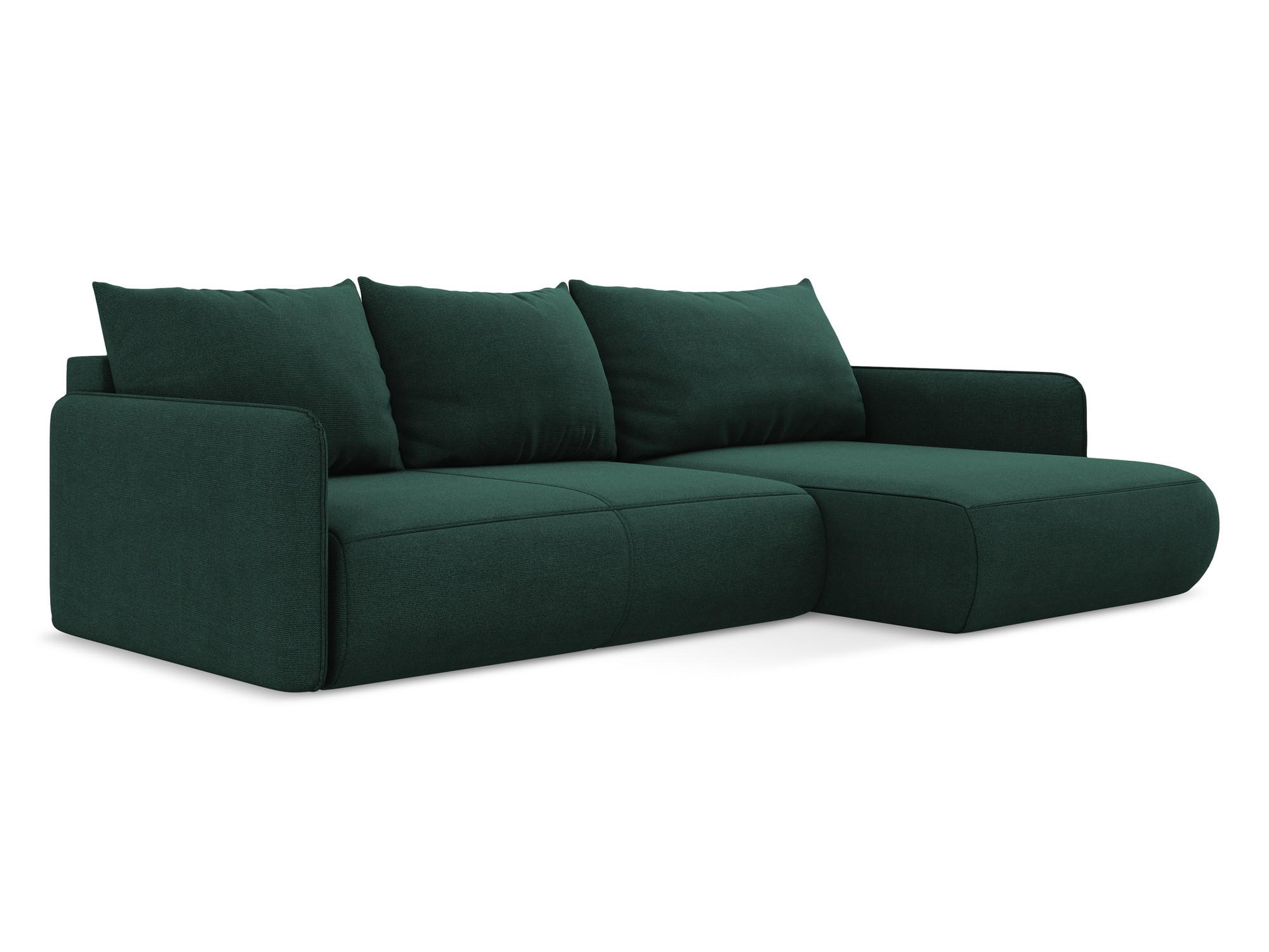 ECKSOFA mit Schlaffunktion Strukturstoff Stoff Grün - Dunkelgrün/Schwarz, Kunststoff/Textil (240/148cm) - Makamii