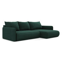 ECKSOFA mit Schlaffunktion Strukturstoff Stoff Grün - Dunkelgrün/Schwarz, Kunststoff/Textil (240/148cm) - Makamii