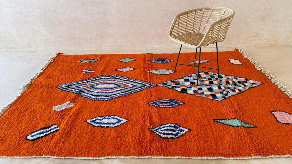 BERBERTEPPICH aus Marokko modern aus Wolle 250x 350 cm - Orange, Naturmaterialien (250/350cm) - AFK Living