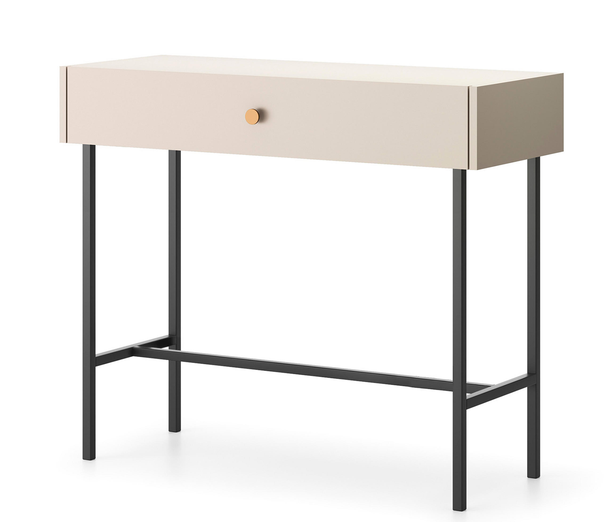KONSOLENTISCH Dinley 1S Beige 93,2/79/39 cm – mit schwarzen Beinen im minimalistischen Design - Beige/Schwarz, Holzwerkstoff/Metall (39/93.2/79cm) - AX Living