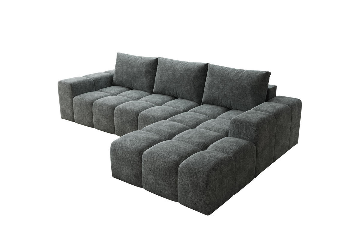 ECKSOFA Cento, L-Form, Ottomane Rechts, Webstoff, 285x56x180 cm, Grau - Grau, Holz (285/180cm) - PROMETO Möbel