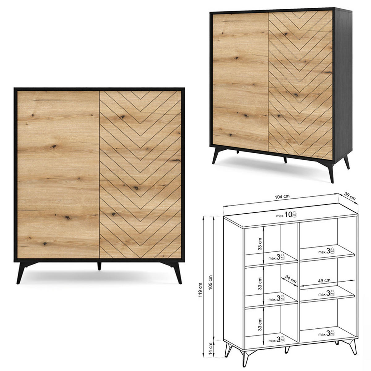 WOHNZIMMER-SET 4-TLG. Dale-160 - Schwarz, Holzwerkstoff (414/178/68cm) - Lomado