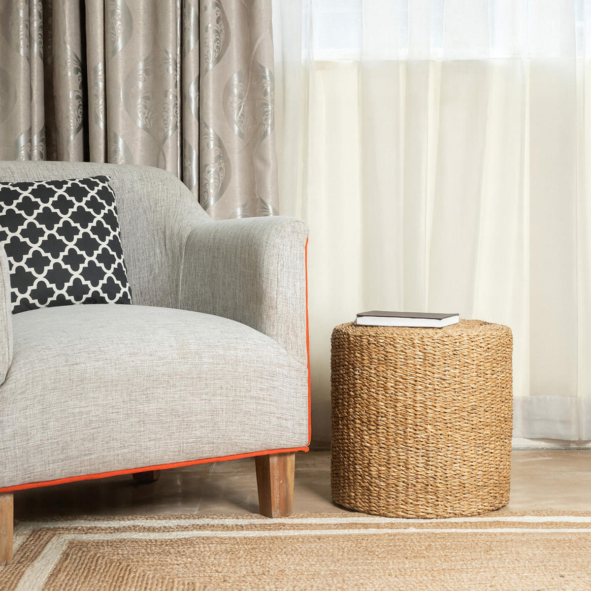 POUF Jute Braun - Braun, Textil (40/40/40cm) - Nordlys