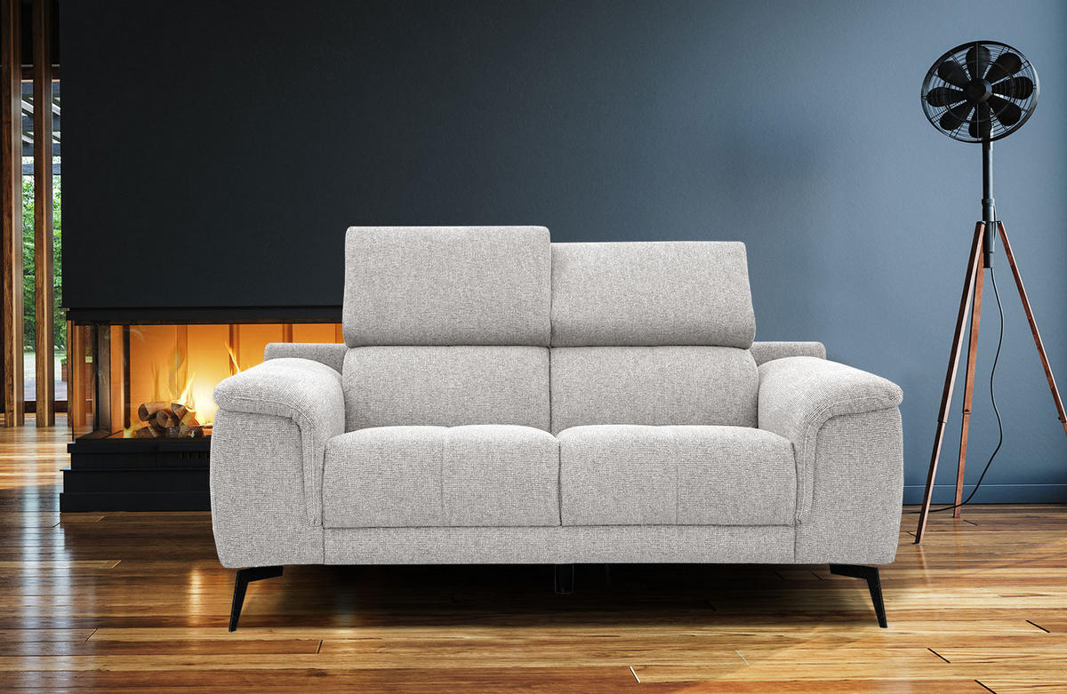 SOFA FIERO 2-Sitzer, hellgrau - Hellgrau/Schwarz, Holzwerkstoff/Textil (170/82/103cm) - Courtois Laville