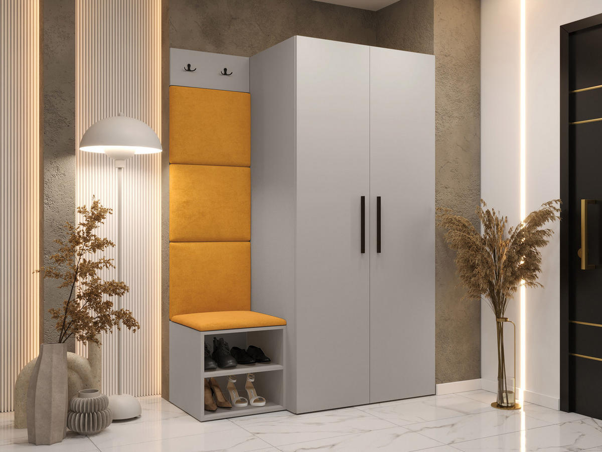 GARDEROBEN-SET Medi IV - Kaschmir/Schwarz, Holzwerkstoff/Kunststoff (80/191/50cm) - MIRJAN24