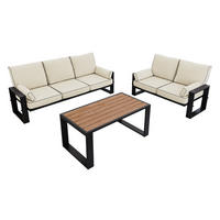 GARTENMÖBEL-SET ELBA:  1x Tisch, 2x Sofa - Beige - Beige, Textil - MKS