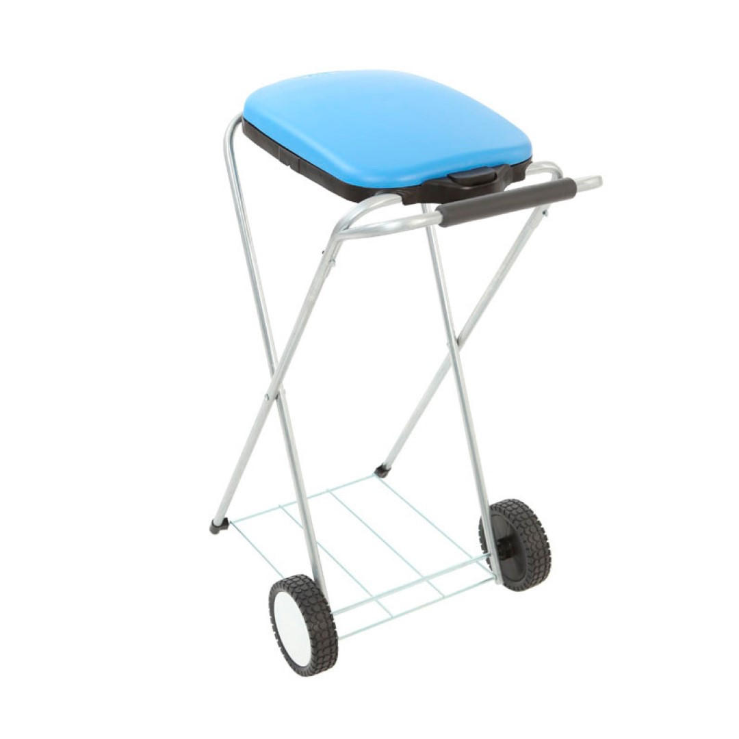 MÜLLEIMER Klassischer Abfallsackständer Mit Deckel und Rollen 83 x 44 x 56 cm Verzinkte Rohre Blau - Blau, Metall (44/83/56cm) - PROREGAL