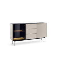 KOMMODE Rita Kaschmir, zweitürige, verglaste Kombikommode mit LED beleuchtung - Kaschmir/Schwarz, Holzwerkstoff (157/84/39cm) - Bettso