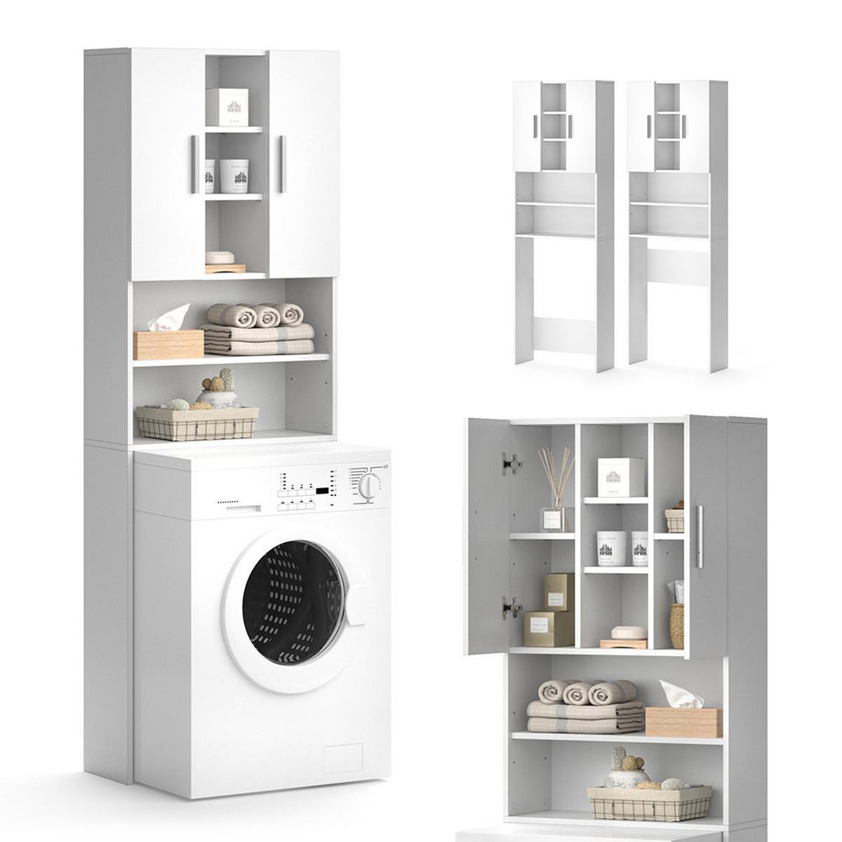 WASCHMASCHINENSCHRANK Luis Weiß 64 x 190 cm - Weiß, Holzwerkstoff (64/190/25.6cm) - Vicco