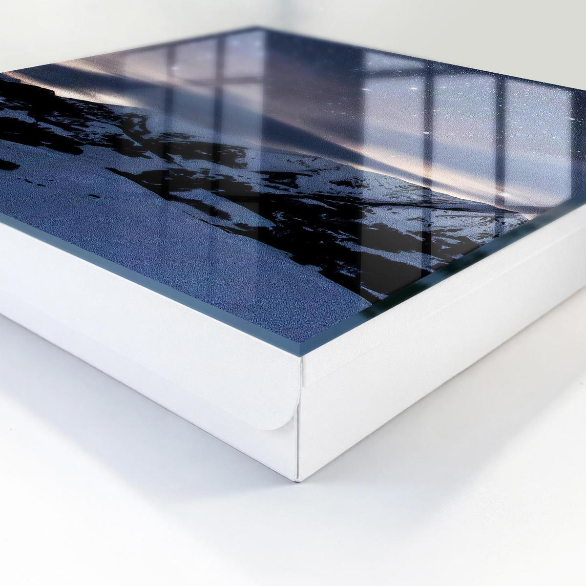 SCHLÜSSELBOX Weiß 30x30 cm – Türöffnung nach rechts - Nachtberge - Blau, Metall (30/30/5cm) - TULUP