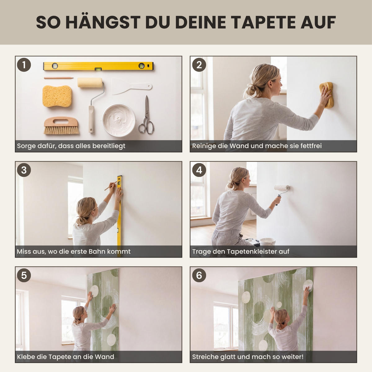 TAPETE - Künstlerisch - Modern - Grün - 280x220 cm - Olivgrün, Papier (280/220cm) - OnlyWow