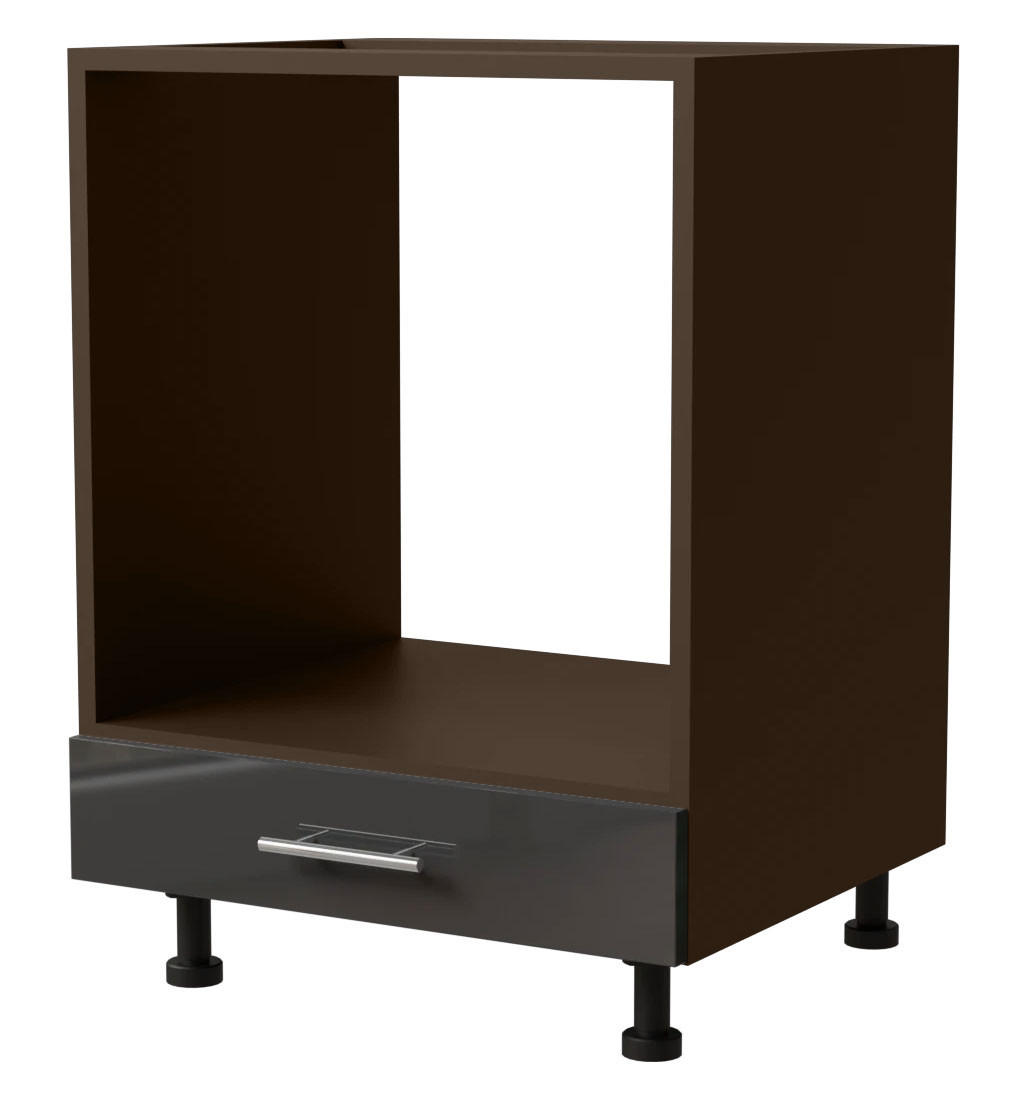 HERDUMBAUSCHRANK Essen D11K/60 Graphit Hochglanz / Lava Matt 60 / 50 / 82cm - Dunkelgrau/Graphitfarben, Holz/Holzwerkstoff (60/82/50cm) - Feldmann-Wohnen