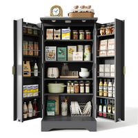 ANRICHTE 120/60,5/40 cm in Schwarz mit LED-Beleuchtung und verstellbaren Böden - Schwarz, Holzwerkstoff (60.5/120/40cm) - Flora Grace