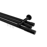 INNENLAUF-GARDINENSTANGEN-SET Siteno Elanto 260 cm (geteilt in 2 x 130 cm), 3-läufig, 20 mm Ø Schwarz - Schwarz, Metall (260cm) - INTERDECO