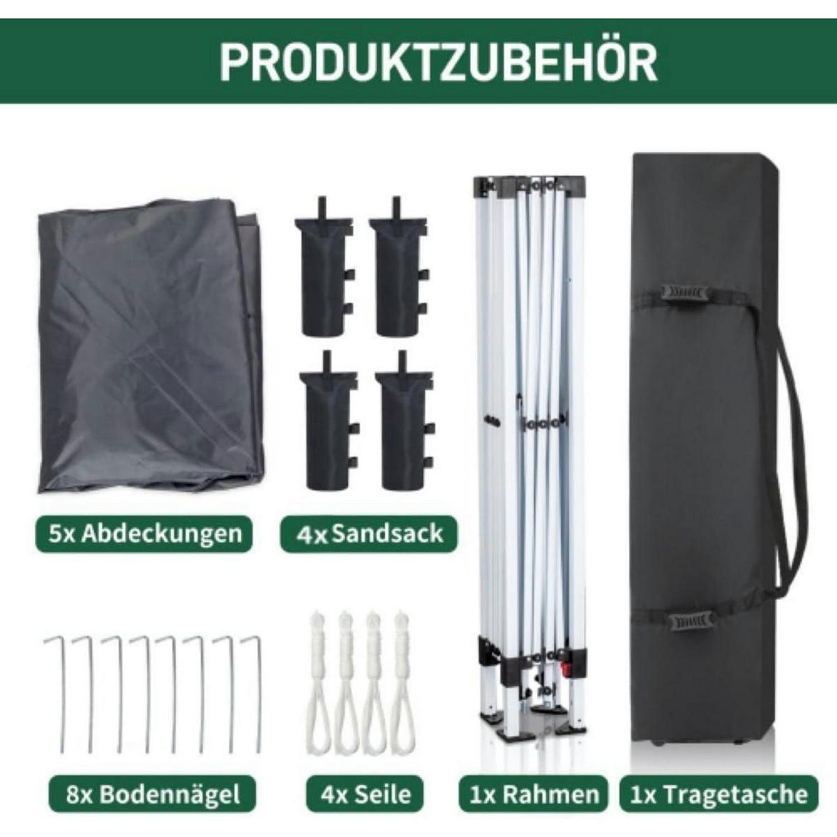 FALTPAVILLON 3x3m Dunkelgrau mit Laufradtasche - Anthrazit, Metall (300/255/300cm)