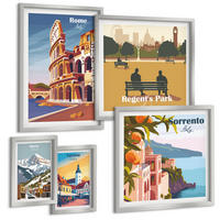 BILDER SET 5er Set - 50x50 cm & 20x30 cm & 40x60 cm Silberner Rahmen - Boho-Papaya-Fruchtmuster - Silberfarben, Kunststoff (40/60cm) - TULUP
