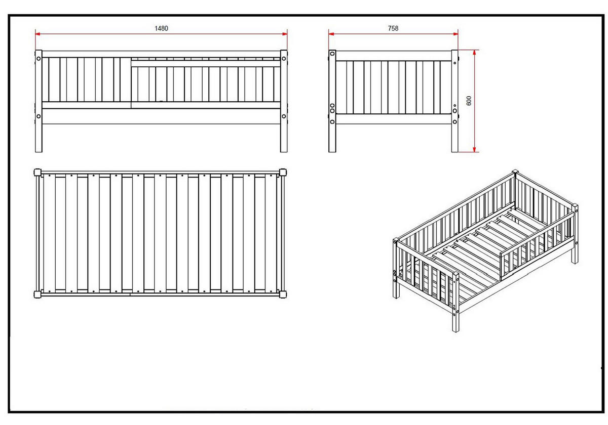 JUNIORBETT Karie 148x60x76 aus Massivholz in Weiß - Weiß, Holz (70/140cm) - 58aufmkessel