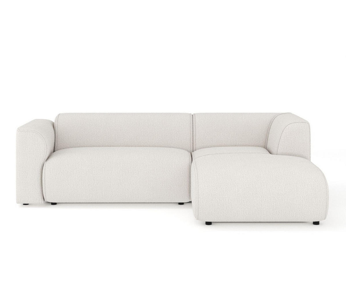 ECKSOFA Melani Beige Chenille-Stoff - Rechts Seite - Beige/Schwarz, Holz/Holzwerkstoff (162/256cm) - Maison de Reve