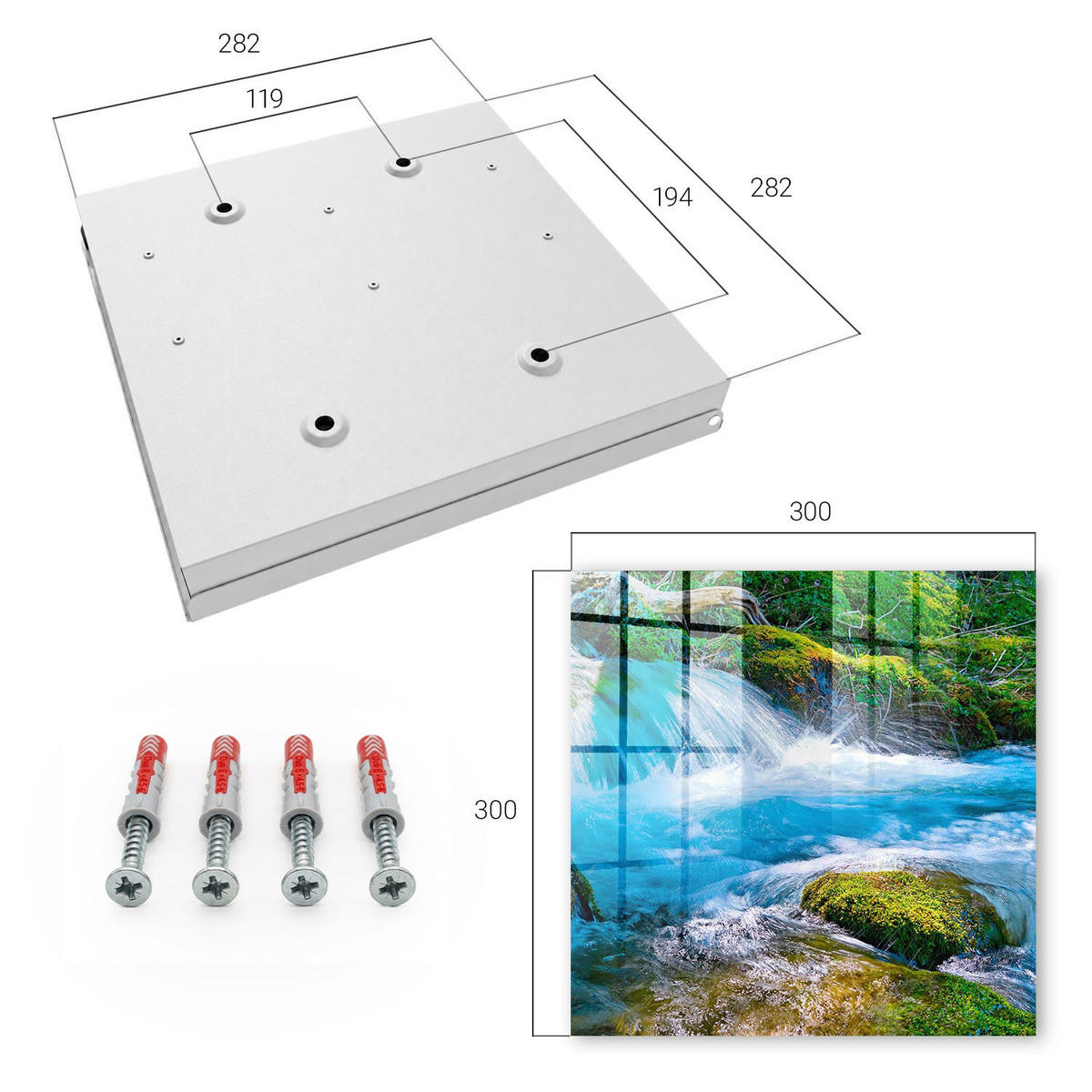 SCHLÜSSELBOX Weiß 30x30 cm – Türöffnung nach rechts - Ein ruhiger Fluss - Blau, Metall (30/30/5cm) - TULUP