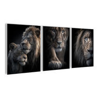 BILDERSET 3er-Set 30x40 cm Löwen schwarz grau - Braun, Kunststoff (30/40cm) - artissimo