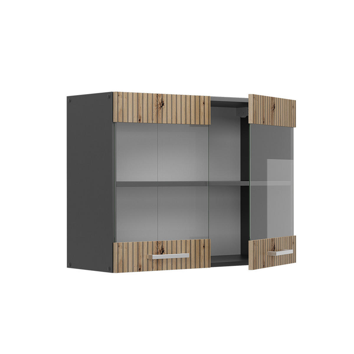 KÜCHENGLASSCHRANK R-Line Artisan-Eiche 80 cm - Anthrazit/Eiche Artisan, Holzwerkstoff (80/60/31cm) - Vicco