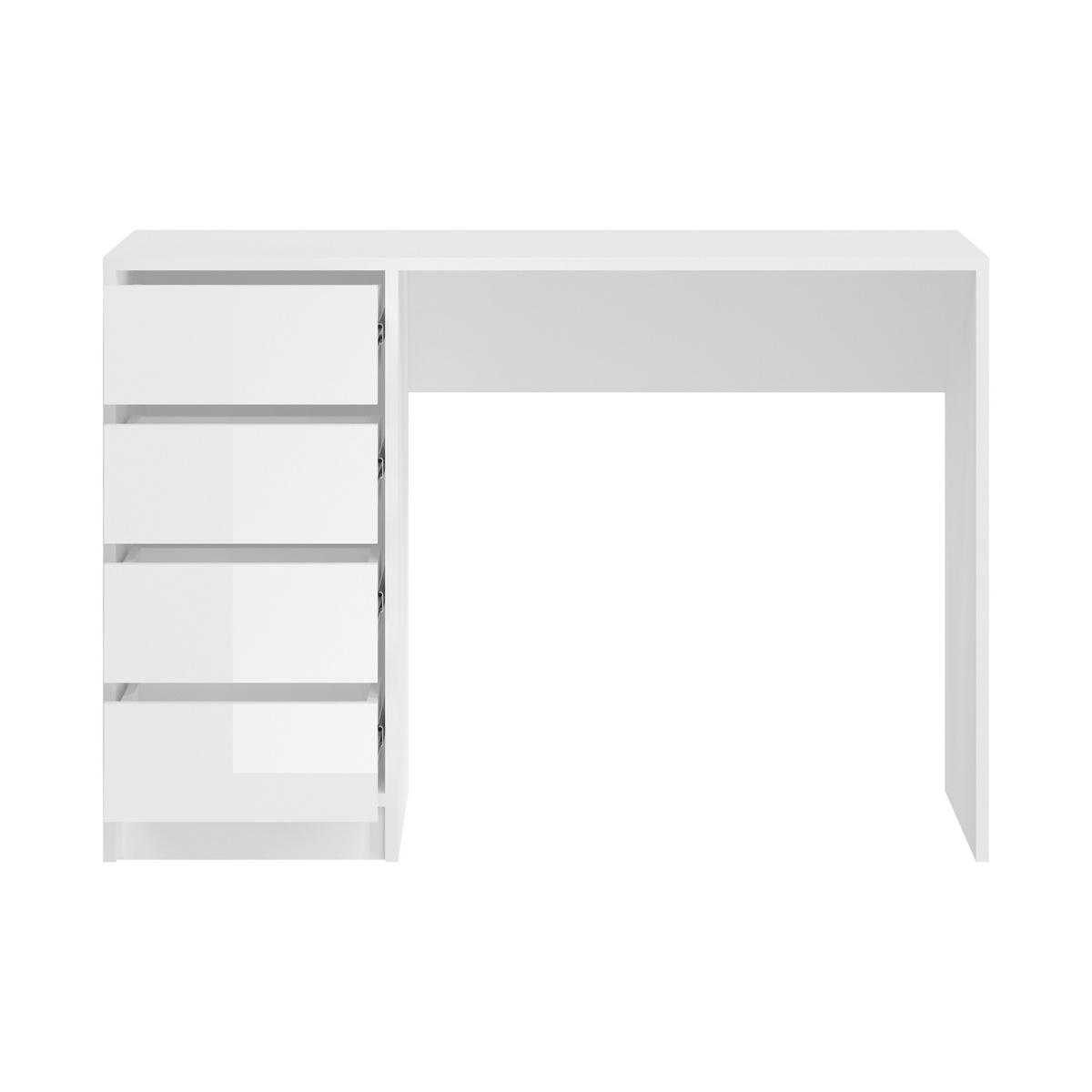 SCHMINKTISCH Emma Schminktisch in weiß Nachbildung und weiß hochglanz B/H/T: 110x75x48 cm - Weiß, Holzwerkstoff (110/75/48cm)