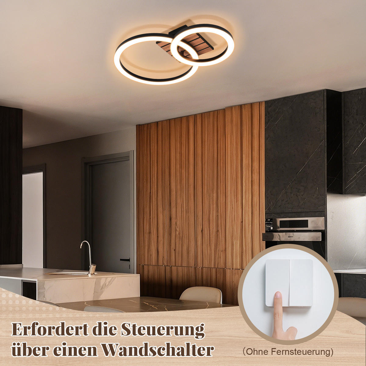 LED DECKENLEUCHTE Bexalin 44/30/8 cm - Schwarz, Kunststoff/Metall (44/30/8cm) - ZMH
