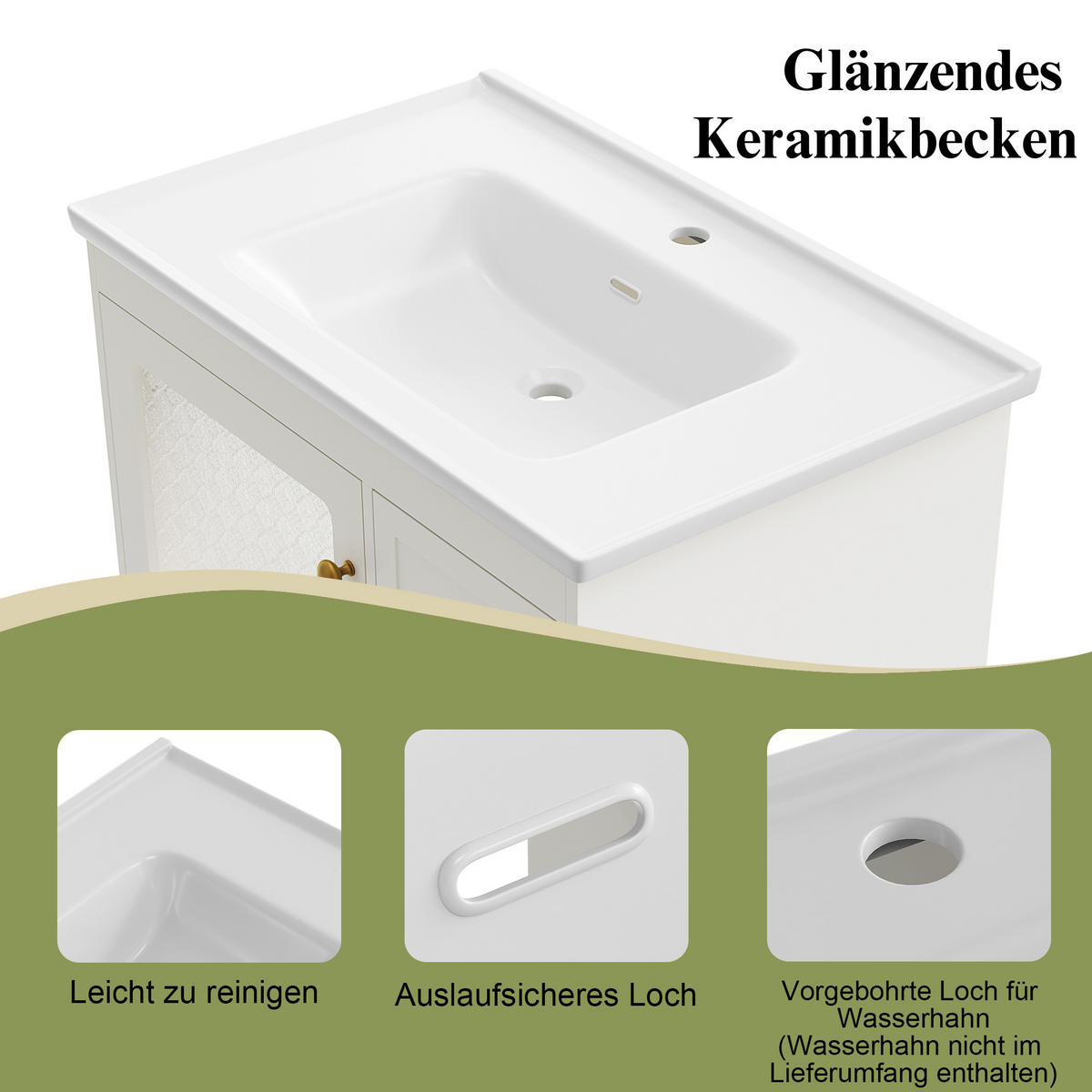 WASCHTISCHUNTERSCHRANK Weiß 80/50/87 cm - Weiß, Holz (80/87/50cm) - PANGIVO