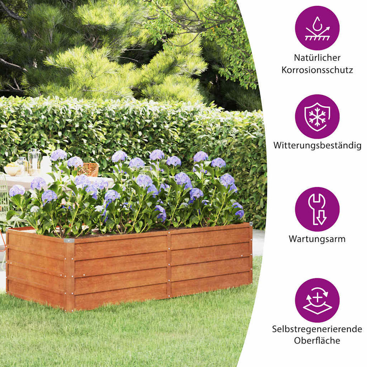 HOCHBEET Rostig 160/80/45 Cm Cortenstahl - Rostfarben, Metall (80/45/160cm) - vidaXL