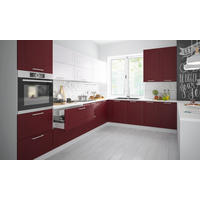 WINKELKÜCHE Rimini grau / signalweiß - purpurrot matt 10-teilig - Rot/Weiß, Holzwerkstoff (325/207/223cm) - Feldmann-Wohnen