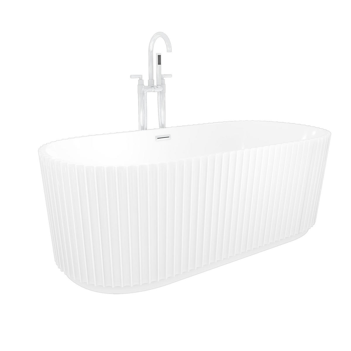 FREISTEHENDE Badewanne Wanne F08 170x80cm mit Armatur AF03 - Weiß, Glas/Kunststoff (80/58/170cm) - AcquaVapore by Sandra Jentho