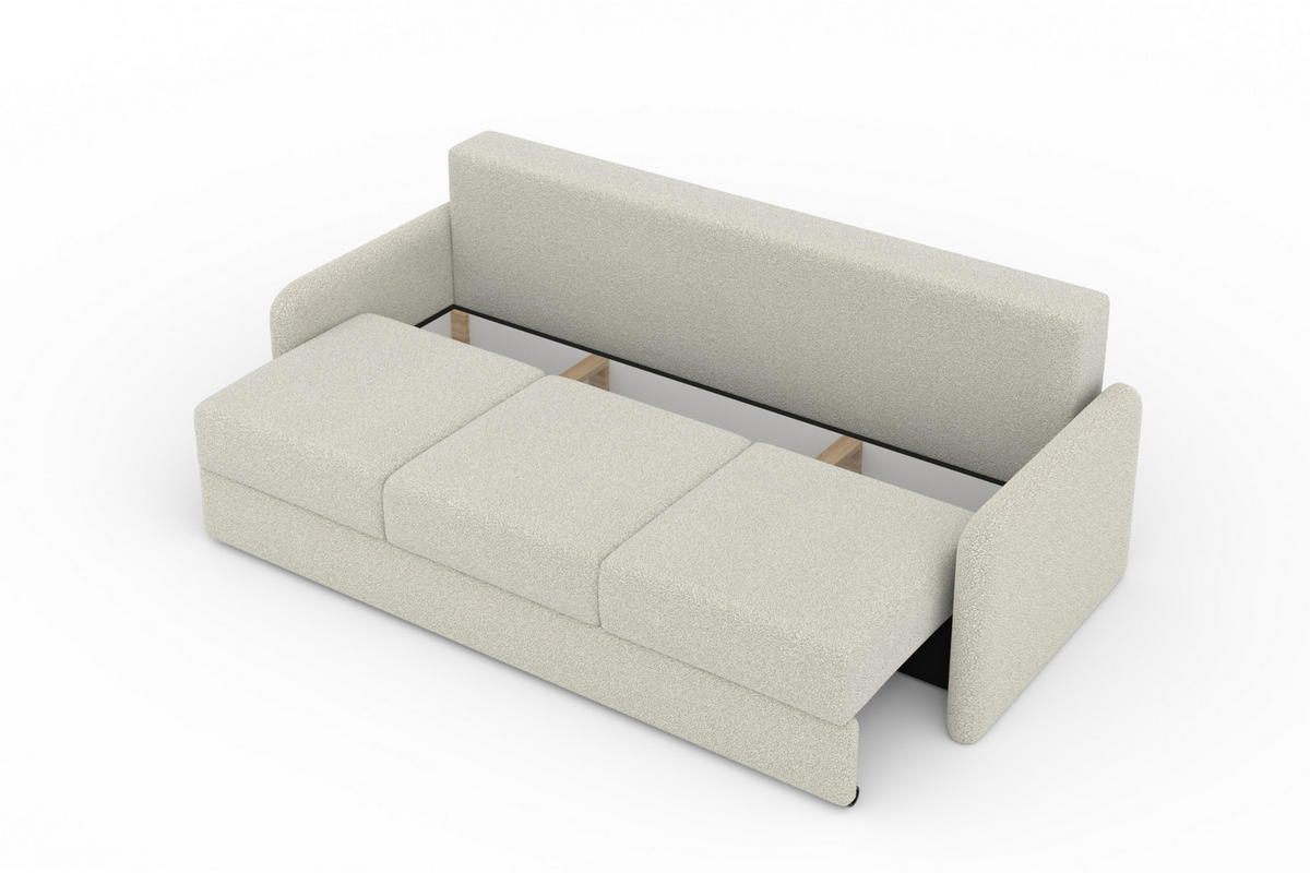 3-SITZER SOFA BIANCO 215 cm breit in Boucle Ecru - Ecru, Holzwerkstoff/Textil (215/90/92cm) - Deine Möbel 24
