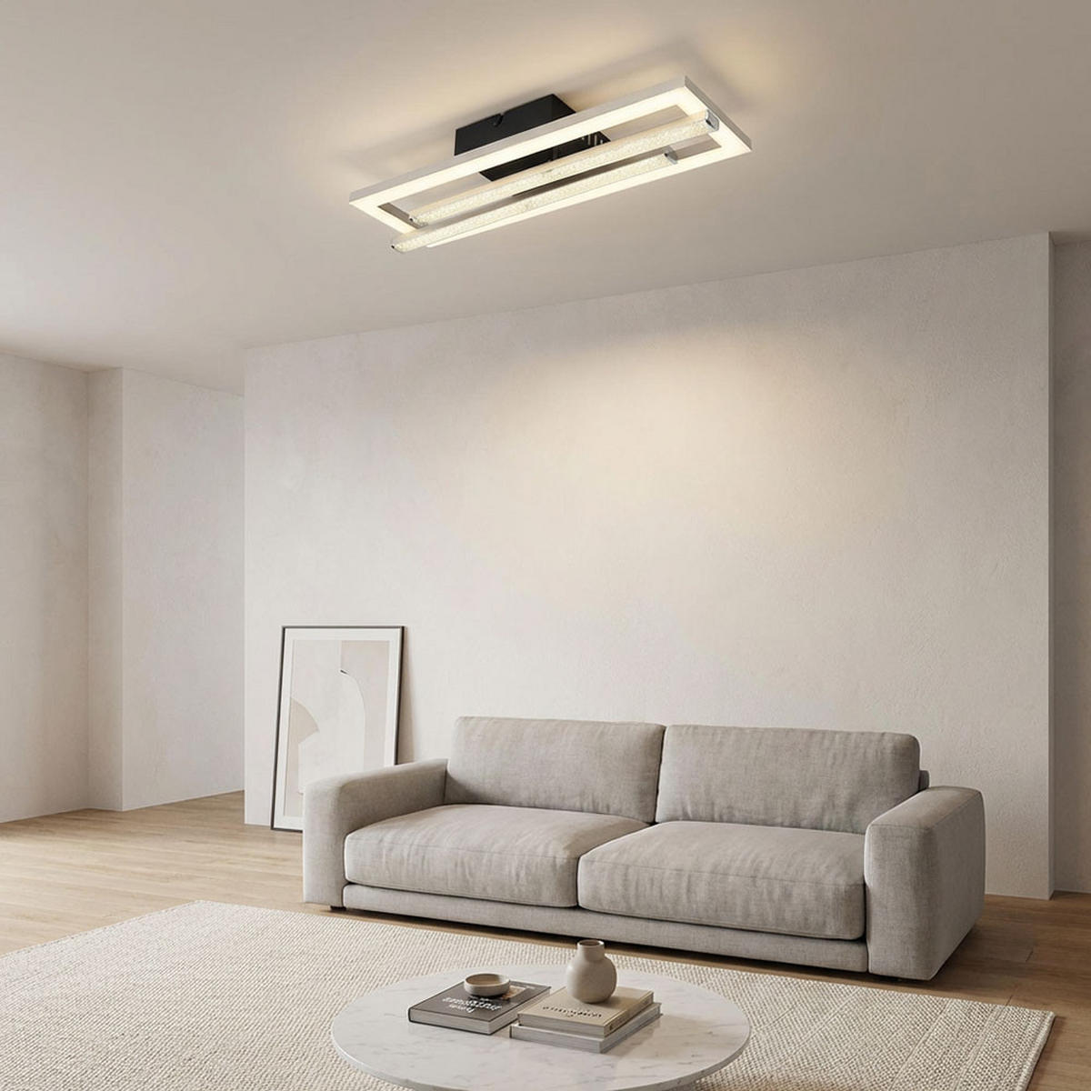 LED DECKENLEUCHTE Kristall Schwarz - Schwarz, Metall (40/37.5/6.3cm) - Globo Lighting