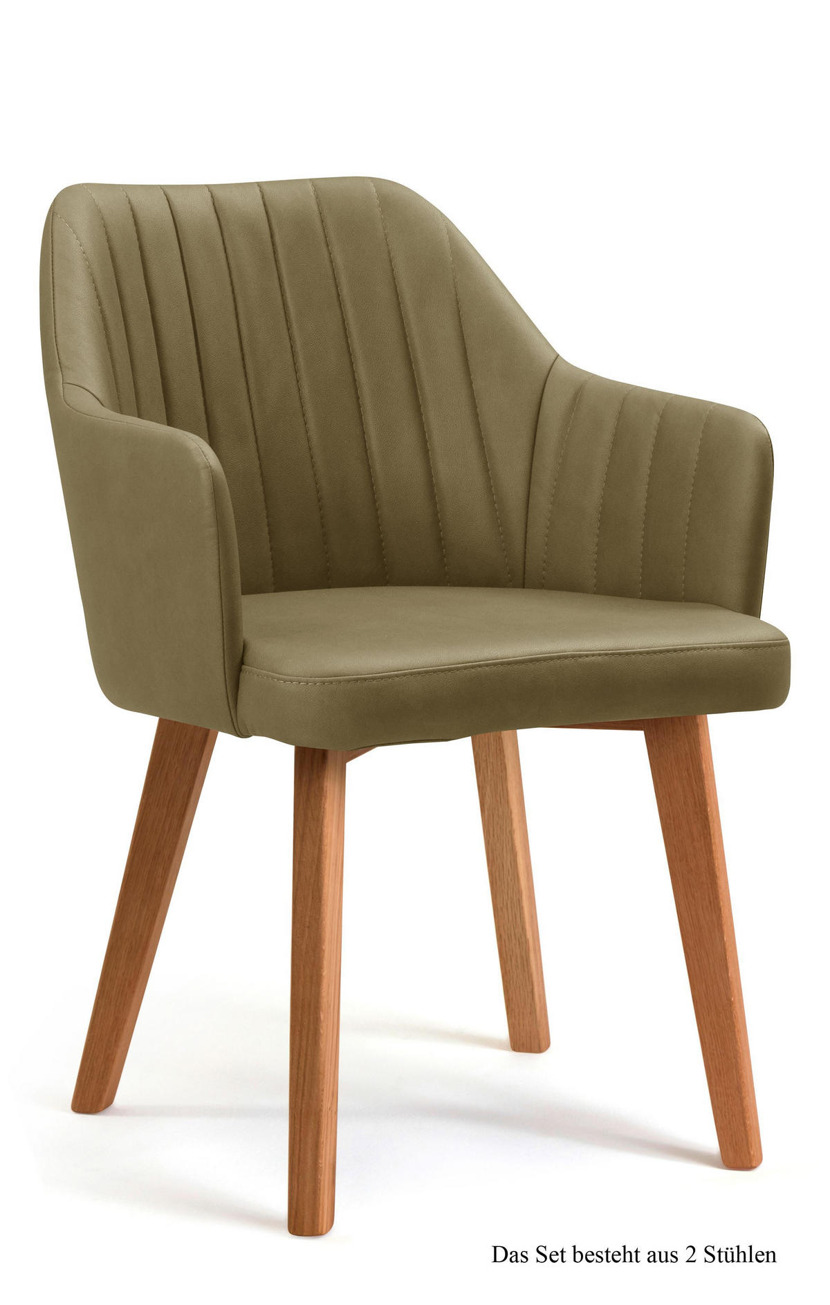 ARMLEHNSTUHL (2er-Set) Dasi 58x81x60 Eiche geölt/Olivgrün - Eichefarben/Olivgrün, Kunststoff (60/81/58cm) - 58aufmkessel